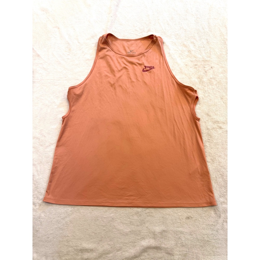 Nike Yoga Dri-FIT Tank Top Womens Large Coral Peach Sleeveless Athletic Shirt